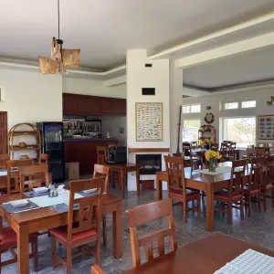 Interior restaurant Holbina cu semineu si decor rustic